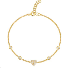 Load image into Gallery viewer, Heart and Bezel Diamond Bracelet
