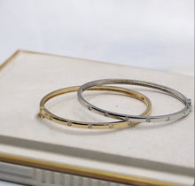 Load image into Gallery viewer, Halfway Diamond Inlay Bangle Bracelet
