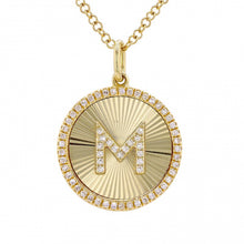 Load image into Gallery viewer, Fluted Disc Diamond Initial Necklace