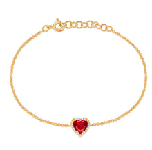 Load image into Gallery viewer, Ruby and Diamond Heart Bracelet