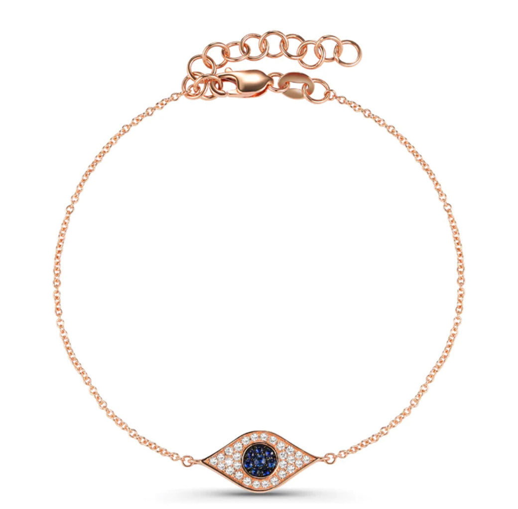 Blue Sapphire Evil Eye Bracelet – Suzy B Jewelry