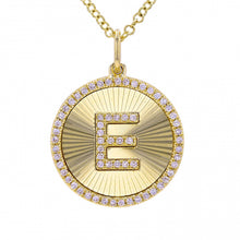 Load image into Gallery viewer, Fluted Disc Diamond Initial Necklace
