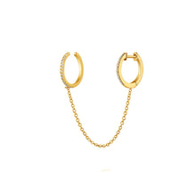 Load image into Gallery viewer, Diamond Huggie with Chain and Diamond Cuff