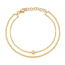 Load image into Gallery viewer, Single Bezel Double Chain Bracelet