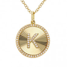 Load image into Gallery viewer, Fluted Disc Diamond Initial Necklace