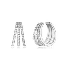Load image into Gallery viewer, Three Row Tapered Diamond Cuff Earring