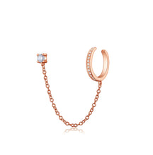 Load image into Gallery viewer, Stud Earring with Chain and Diamond Cuff

