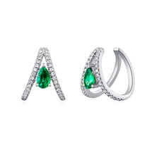 Load image into Gallery viewer, Emerald Diamond Split Ear Cuff