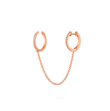 Load image into Gallery viewer, Diamond Huggie with Chain and Diamond Cuff