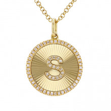 Load image into Gallery viewer, Fluted Disc Diamond Initial Necklace