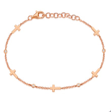Load image into Gallery viewer, Station Gold Cross and Bezel Bracelet