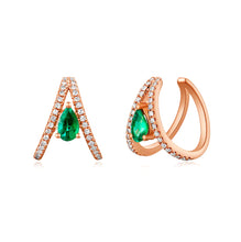 Load image into Gallery viewer, Emerald Diamond Split Ear Cuff