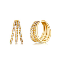 Load image into Gallery viewer, Three Row Tapered Diamond Cuff Earring
