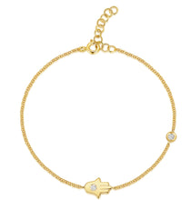 Load image into Gallery viewer, Hamsa and Bezel Diamond Bracelet