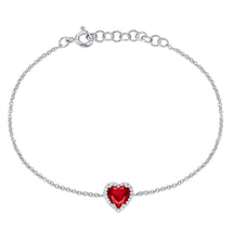 Load image into Gallery viewer, Ruby and Diamond Heart Bracelet