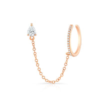 Load image into Gallery viewer, Pear Stud Earring with Chain and Diamond Cuff