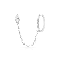 Load image into Gallery viewer, Pear Stud Earring with Chain and Diamond Cuff