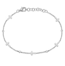 Load image into Gallery viewer, Station Gold Cross and Bezel Bracelet