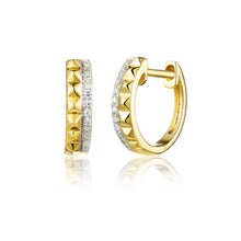 Load image into Gallery viewer, Diamond and Gold Pyramid Huggies