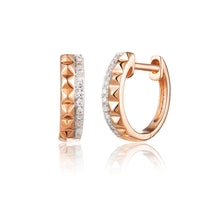 Load image into Gallery viewer, Diamond and Gold Pyramid Huggies