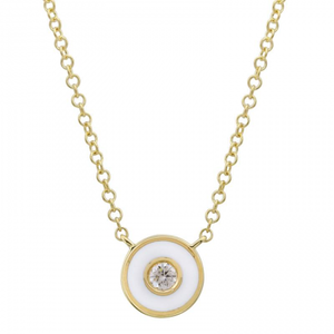 Enamel Circle With Diamond Necklace