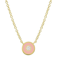 Load image into Gallery viewer, Enamel Circle With Diamond Necklace