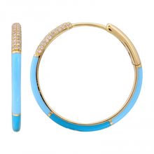 Load image into Gallery viewer, Diamond and Colorblock Enamel Hoop Earrings