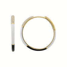 Load image into Gallery viewer, Diamond and Colorblock Enamel Hoop Earrings