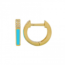 Load image into Gallery viewer, Half Diamond Half Enamel Huggies