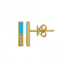 Load image into Gallery viewer, Half Diamond Half Enamel Bar Studs