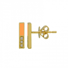 Load image into Gallery viewer, Half Diamond Half Enamel Bar Studs