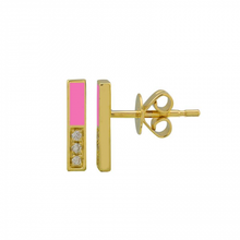 Load image into Gallery viewer, Half Diamond Half Enamel Bar Studs