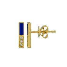 Load image into Gallery viewer, Half Diamond Half Enamel Bar Studs