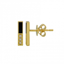 Load image into Gallery viewer, Half Diamond Half Enamel Bar Studs