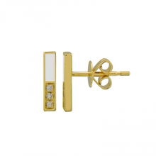 Load image into Gallery viewer, Half Diamond Half Enamel Bar Studs