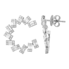 Load image into Gallery viewer, Baguette and Round Diamond Fan Earrings