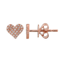 Load image into Gallery viewer, Pave Diamond Heart Studs