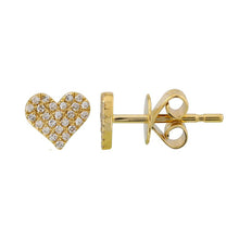 Load image into Gallery viewer, Pave Diamond Heart Studs