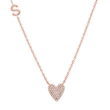 Load image into Gallery viewer, Pave Diamond Heart and Initial Necklace