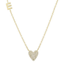 Load image into Gallery viewer, Pave Diamond Heart and Initial Necklace