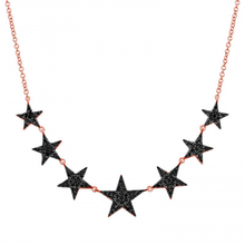Load image into Gallery viewer, Graduated Black Diamond Star Necklace