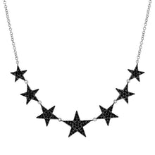 Load image into Gallery viewer, Graduated Black Diamond Star Necklace