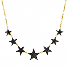 Load image into Gallery viewer, Graduated Black Diamond Star Necklace