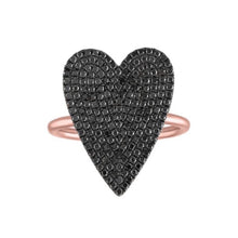 Load image into Gallery viewer, Large Black Diamond Heart Ring