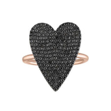 Load image into Gallery viewer, Large Black Diamond Heart Ring