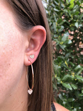 Load image into Gallery viewer, Gold Hoops with Heart Charm Earrings