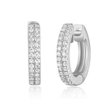 Load image into Gallery viewer, Double Row Pave Huggie Earrings