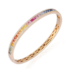 Load image into Gallery viewer, Rainbow Gemstone Bangle Bracelet