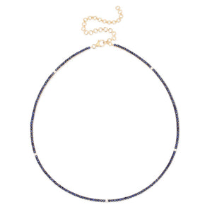 Gemstone with Stationed Diamonds Tennis Necklace