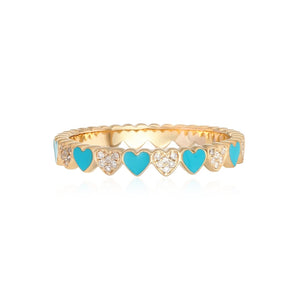 Enamel and Pave Diamond Baby Heart Ring